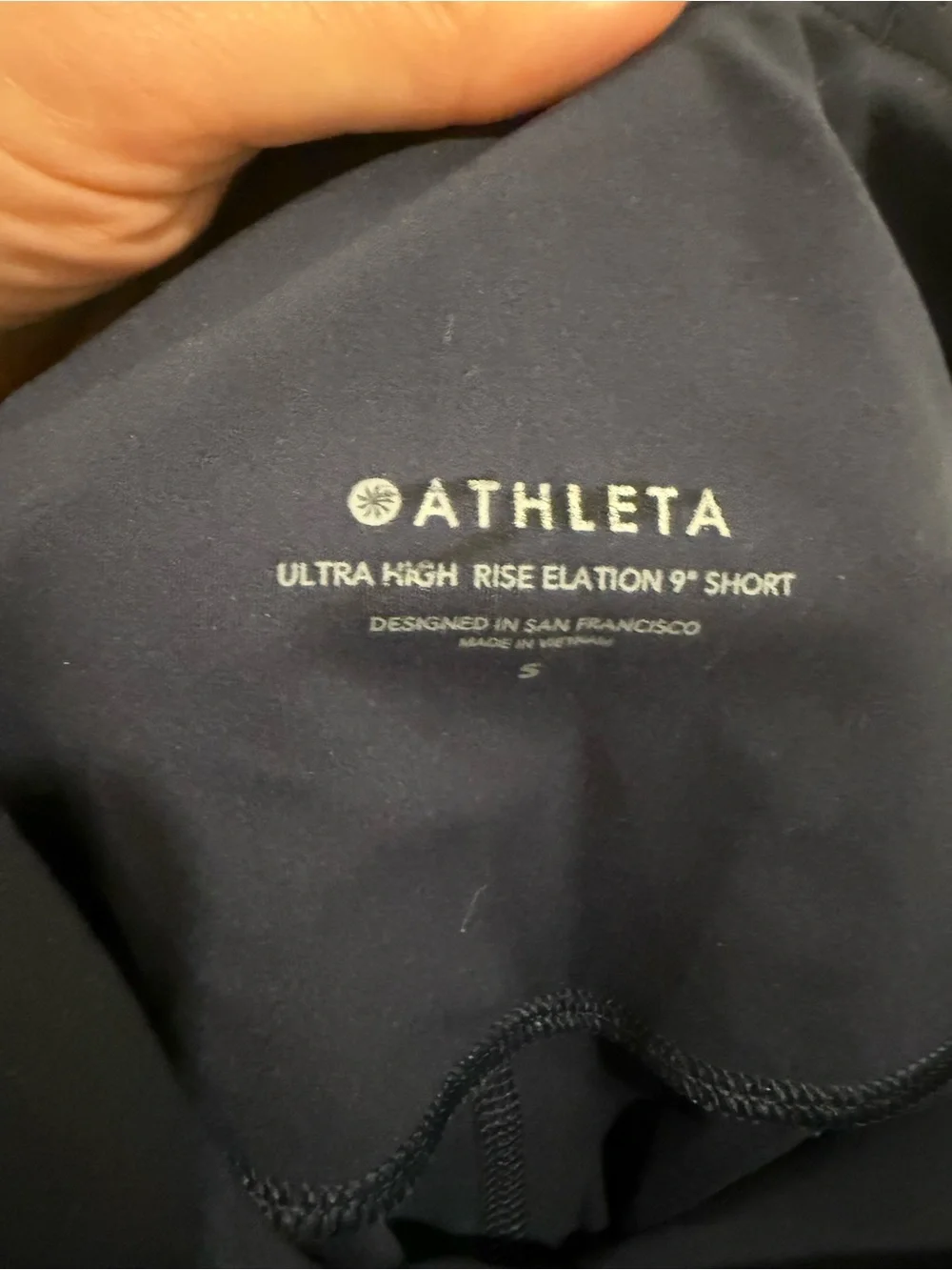 ATHLETA Ultra High Rise Elation Short 9” Inseam navy Biker Women's Size s NWOT